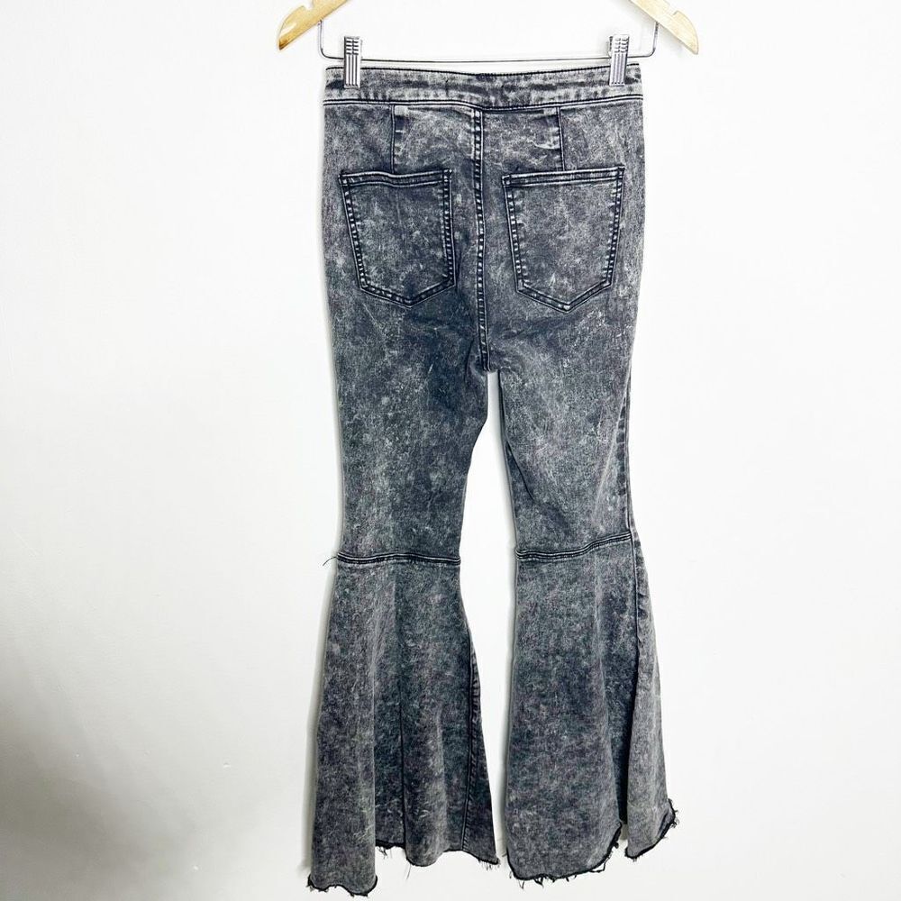 Free People Acid Wash Black Flare Jeans - Picture 6 of 8